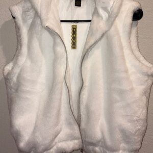 White Fluffy Vest - Large NWT